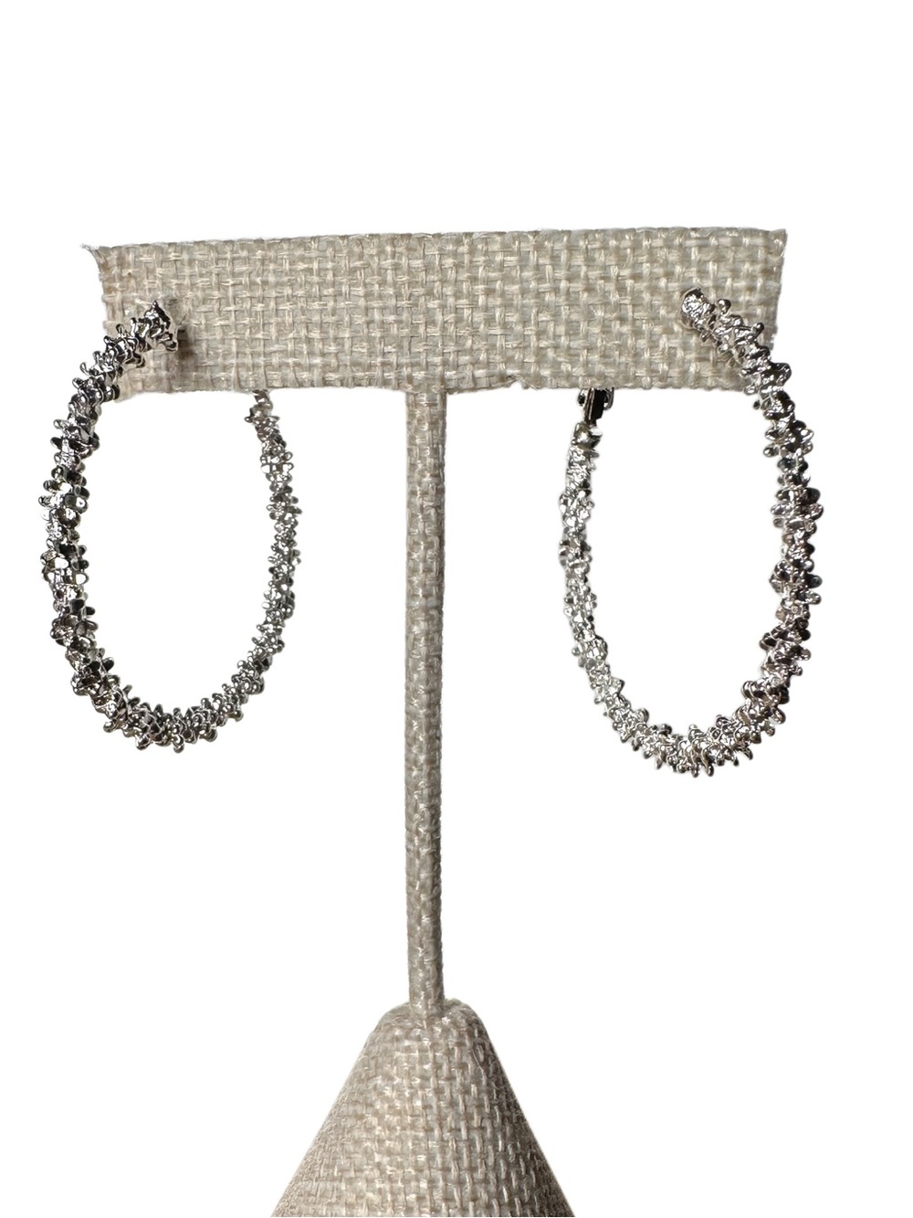 5/$25 😻 Silver-tone Textured Hoop Earrings